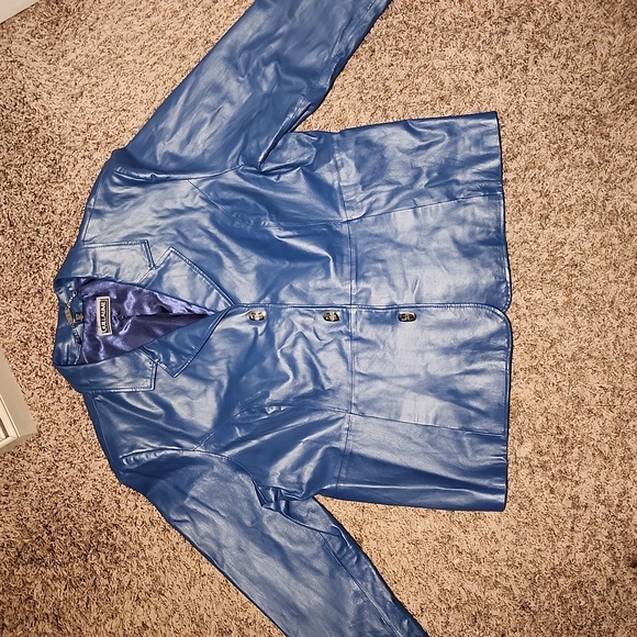Guillaume 3XL Blue Leather Jacket - Picture 2 of 5
